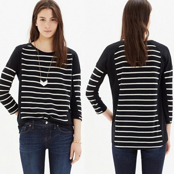 Madewell Tops - Madewell Stripeset Black & Cream Pullover Tee M